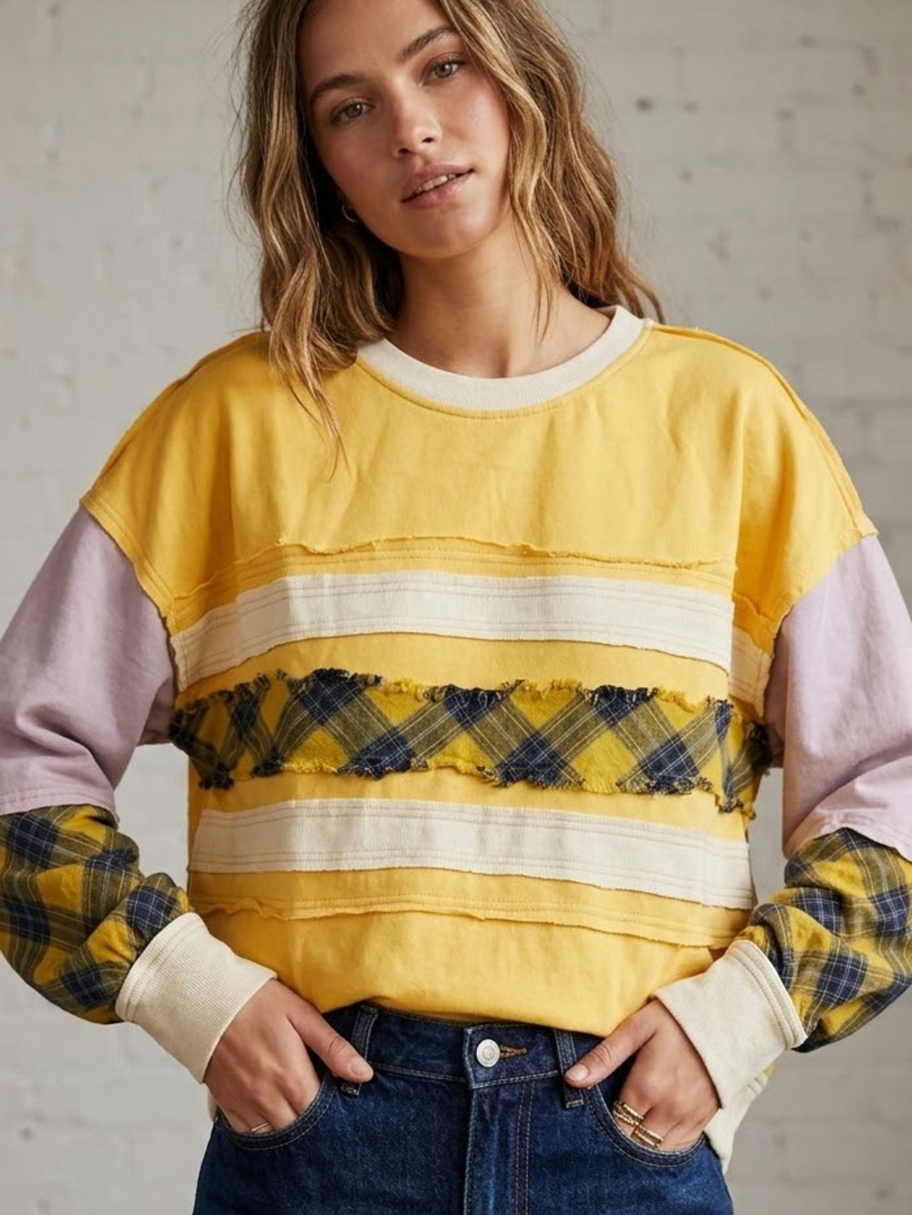 Easel NWT Patchwork Sweatshirt